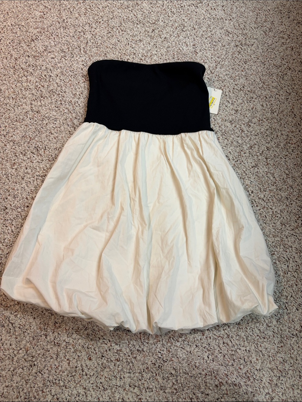 a new day Strapless Black Bodice with Cream Bubble Skirt Dress